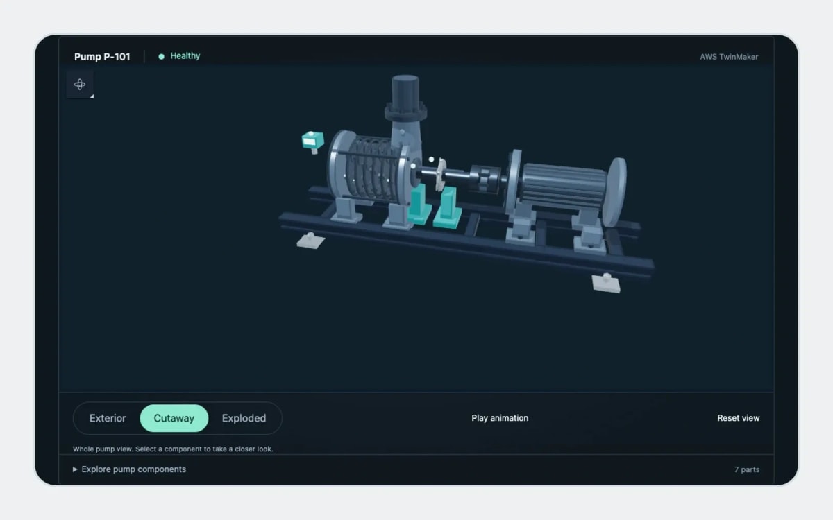 The actual pump explorer in Cutaway mode, showing internal pump stages and model view controls